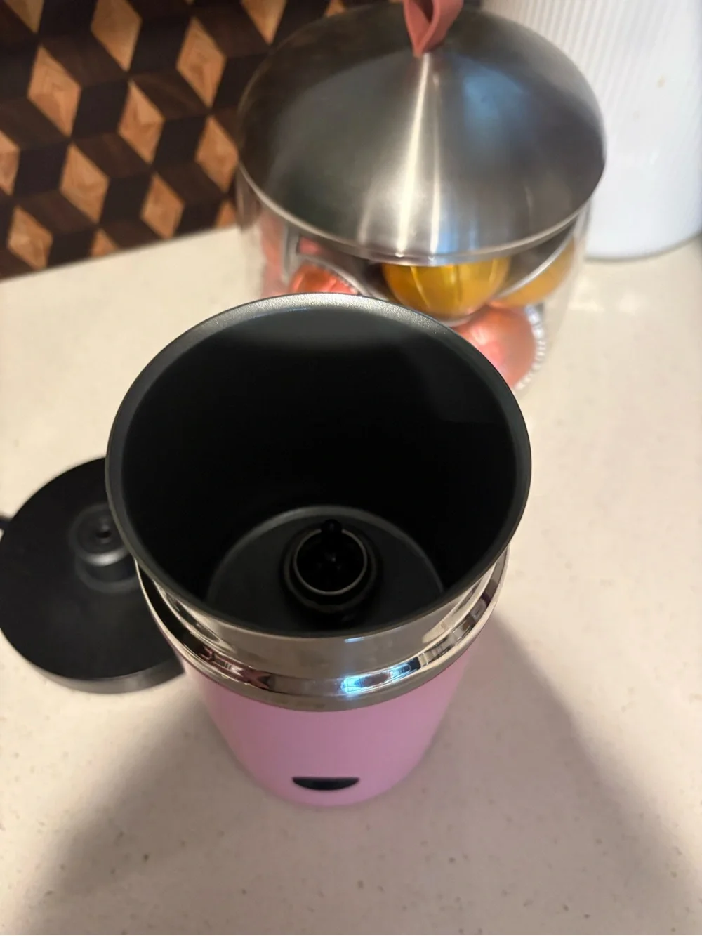 Nespresso Pink and Silver Electric Milk Frother